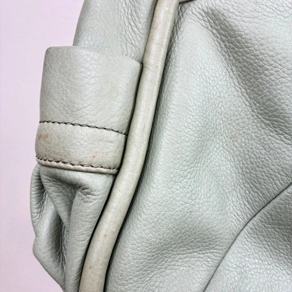 B. Makowsky Shoulder Bag Oversized Genuine Leather Mint Green Slouchy Boho Hobo